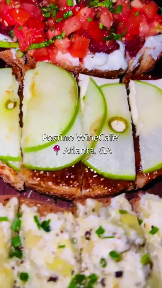 Postino Buckhead in Atlanta showing wine, bruschetta board, brunch, atmosphere, video by servinglooksatl on TikTok