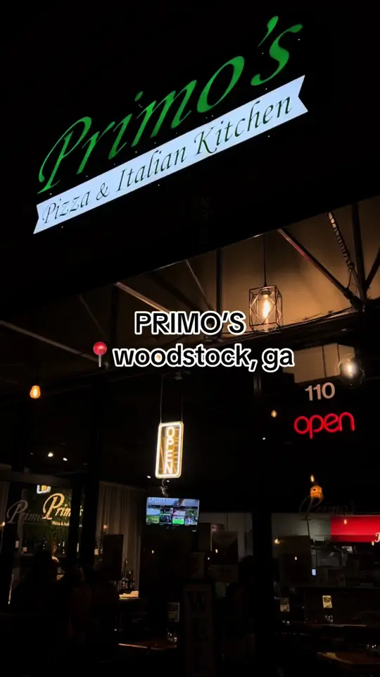 Primo's Pizza and Italian Kitchen in Woodstock showing pizza, food review, video by cheapeatsatl on TikTok