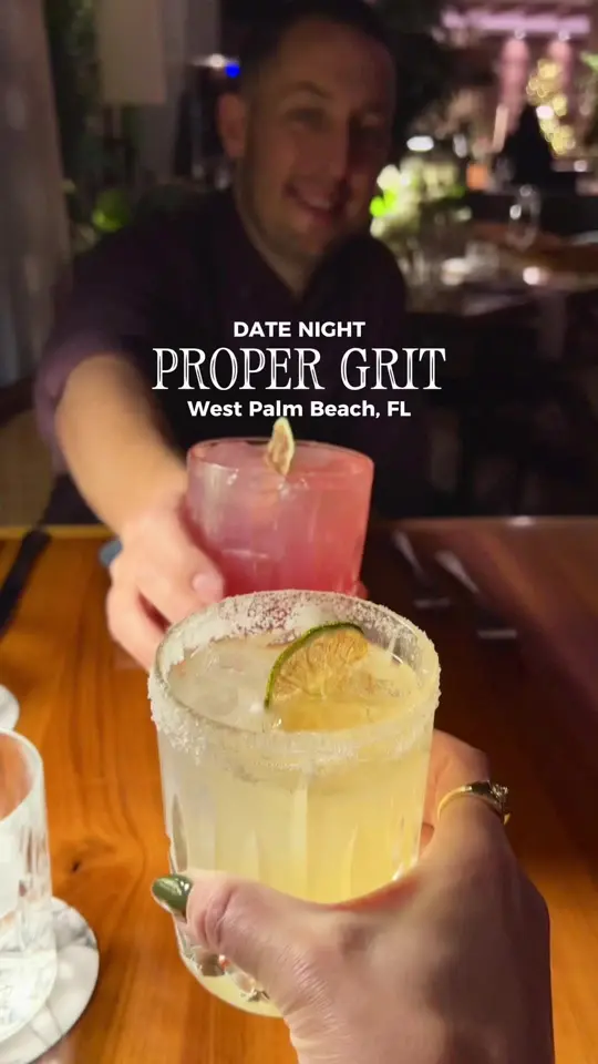 Proper Grit in West Palm Beach showing review, visit, atmosphere, interior design, key lime margarita, video by wanderlissa_ on TikTok
