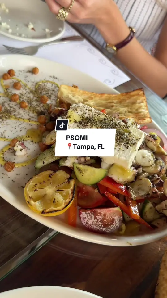 Psomi in Tampa showing food, greek cuisine, video by milenagame1 on TikTok