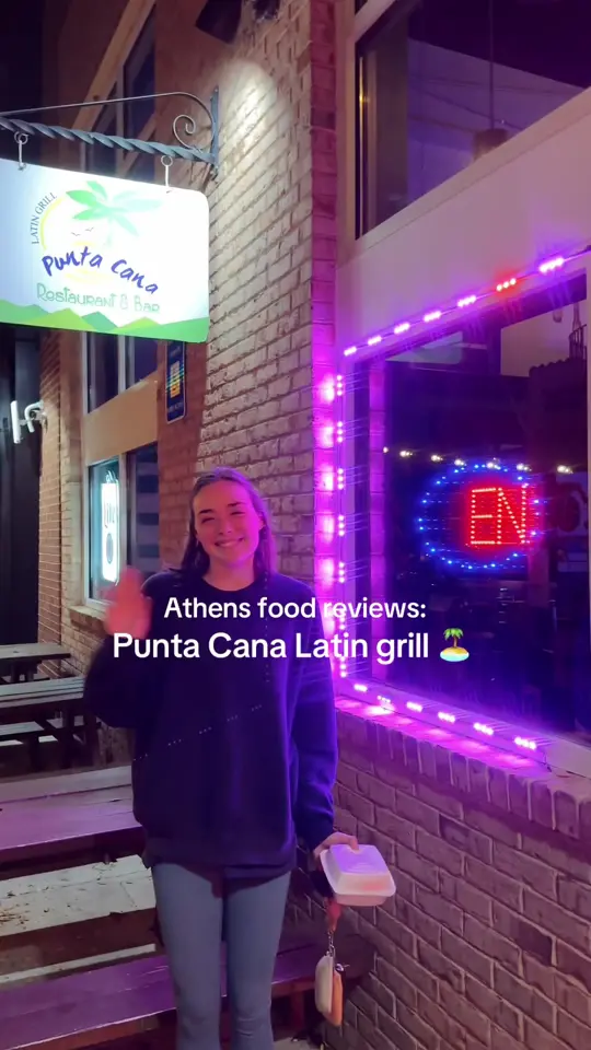 Punta Cana Latin Grill in Athens showing food review, restaurant visit, video by mia.in.stem on TikTok