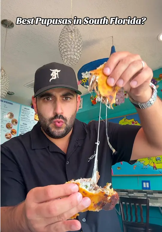 Pupusa Restaurant in Bonita Springs showing food, birria pupusas, pan con pollo, tamal de elote, video by mr.eats305 on TikTok