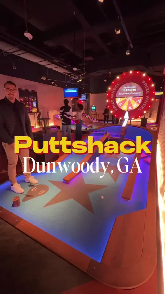 Puttshack - Atlanta - Dunwoody in Dunwoody showing mini golf, competitive mini golf, food, big hinge energy, video by chrismomongan on TikTok