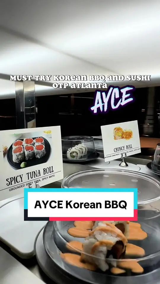 Q Korean BBQ and Revolving Sushi Kennesaw in Kennesaw showing restaurant visit, korean bbq, revolving sushi, all you can eat, video by tribevibesworld on TikTok