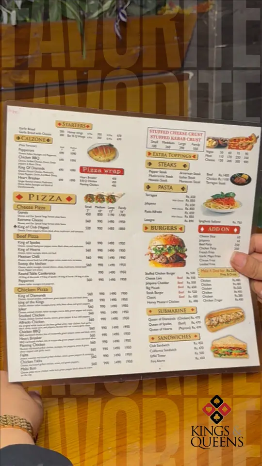 Queen's Pizza & Restaurant in Tarpon Springs showing pizza, menu, video by Kings & Queens Pizza Parlor on Facebook