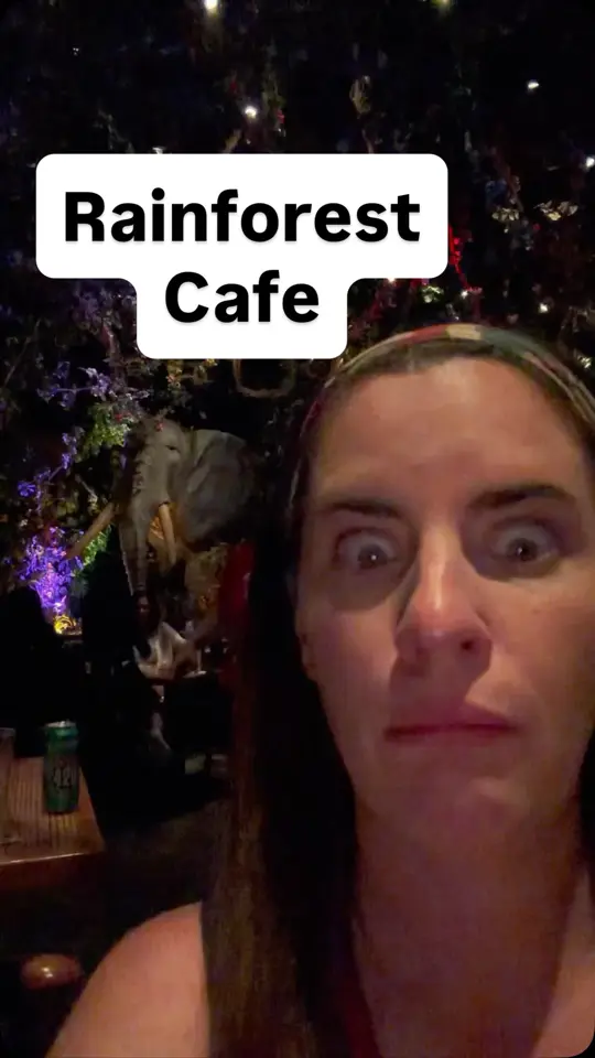 Rainforest Cafe in Lake Buena Vista showing dinner, atmosphere, visit, video by Sarah Kraffty on Facebook