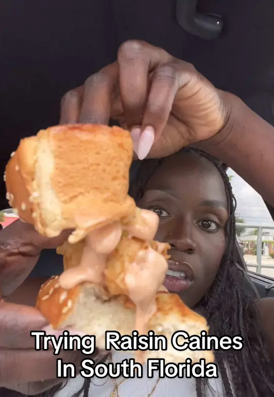 Raising Canes in Cutler Bay showing grand opening, visit, video by eva.eatsss on TikTok