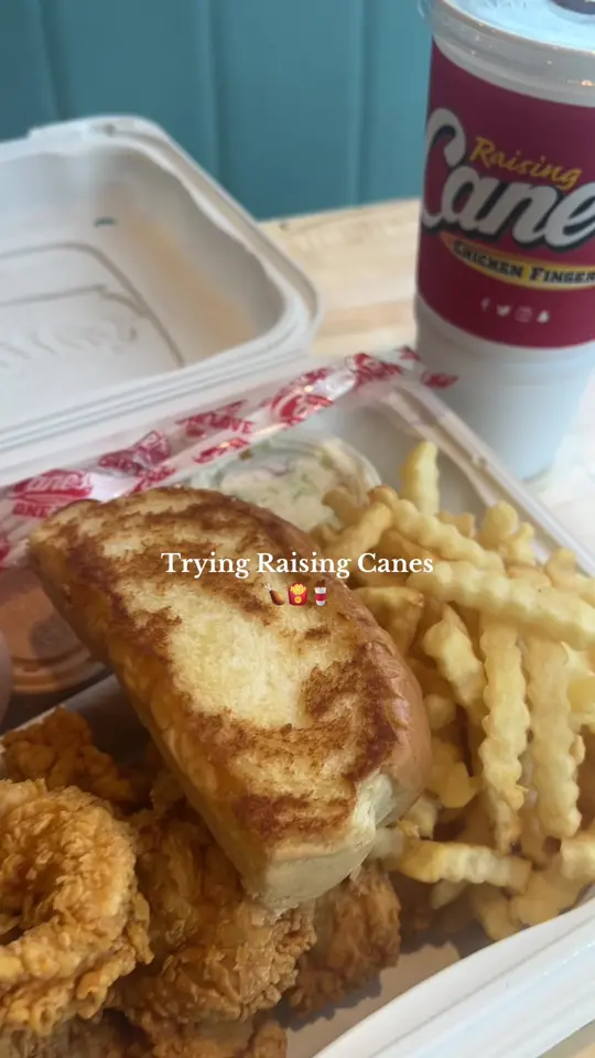 Raising Canes in Cutler Bay showing chicken, fries, drink, video by mollywatts25 on TikTok
