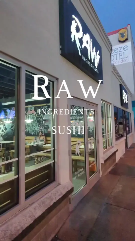 Raw Ingredients in Tybee Island showing sushi, sake, japanese beer, video by savannahmadesimple on TikTok