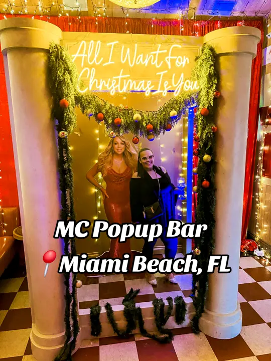 Ray's Hometown Bar Miami in Miami Beach showing bar, brunch, mimosas, atmosphere, visit, mariah carey holiday pop-up, video by stasiaonthemove on TikTok