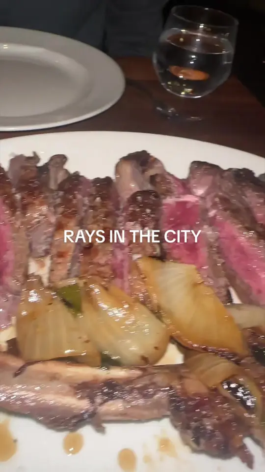 Ray's In the City in Atlanta showing review, crab claws, shrimp cocktail, tomahawk steak, lobster mac & cheese, brussel sprouts with bacon onion jam, truffle fries with aioli, key lime pie, video by jenuinelyspeaking on TikTok