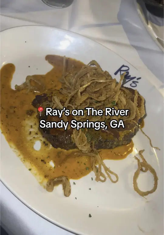 Ray's on the River in Sandy Springs showing review, visit, video by jelissavlogs on TikTok