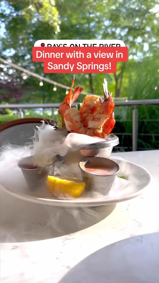 Ray's on the River in Sandy Springs showing review, visit, video by thatredheadedfoodie on TikTok