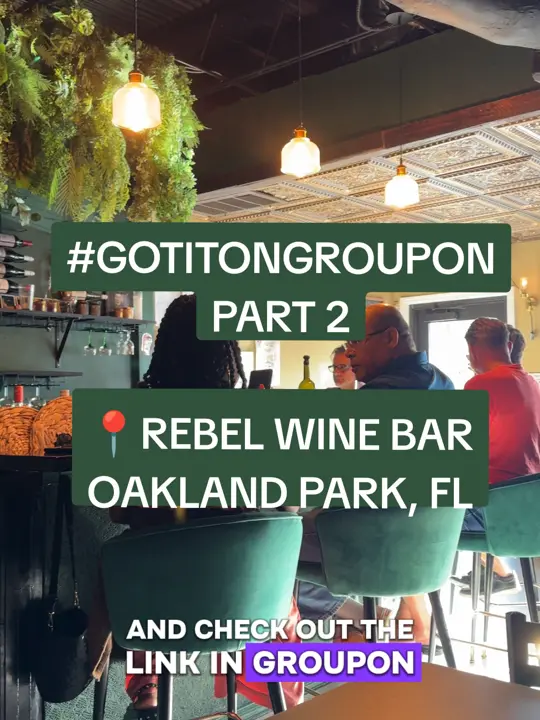 Rebel Wine Bar in Oakland Park showing review, visit, atmosphere, video by daytrippingandsipping on TikTok