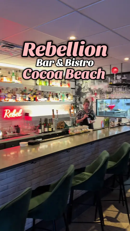 Rebellion Beachside Bar & Bistro in Cocoa Beach showing dinner, restaurant visit, video by cfomoneyfoproblems on TikTok