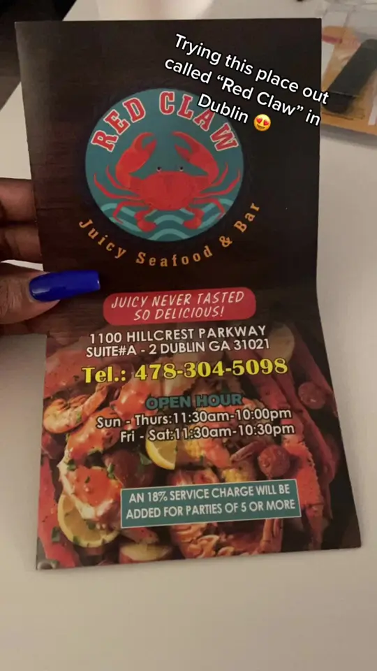 Red Claw in Statesboro showing seafood boil, restaurant visit, video by mzpurpleladyy on TikTok