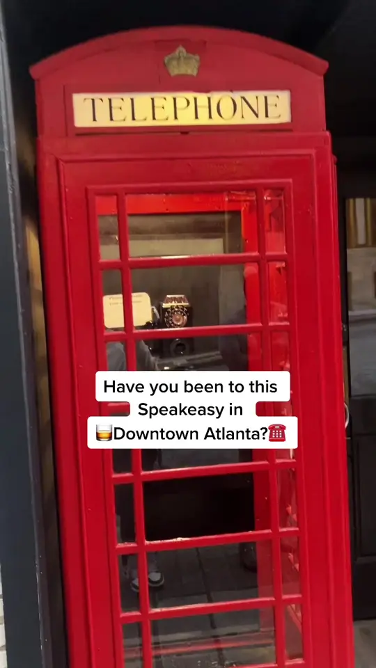 Red Phone Booth in Atlanta showing visit, atmosphere, video by vibesinatl on TikTok