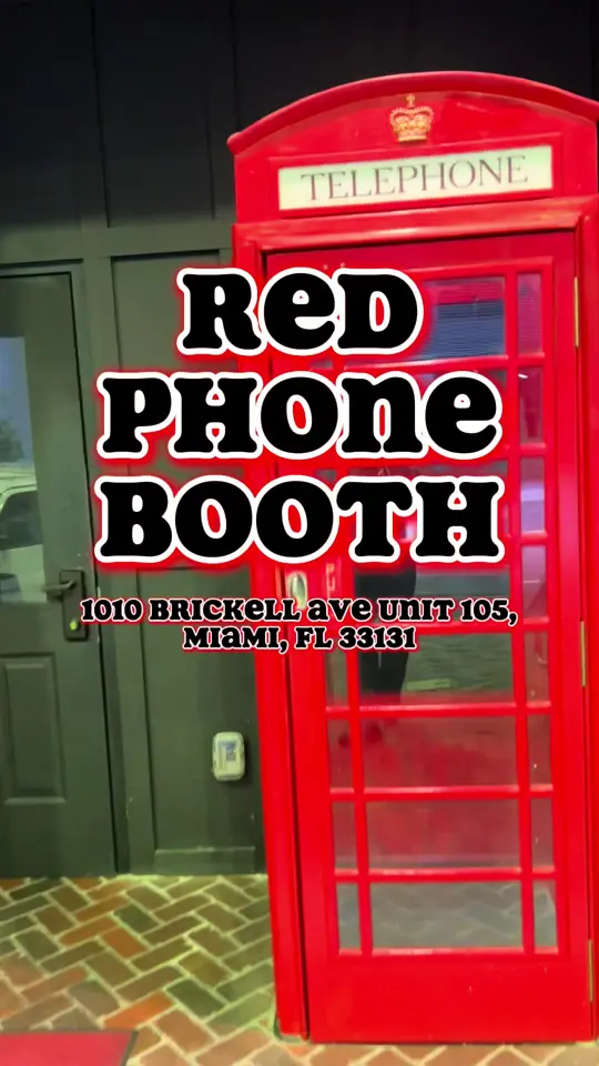 Red Phone Booth in Miami showing review, visit, cocktails, cigars, atmosphere, video by sk8natethefoodie on TikTok
