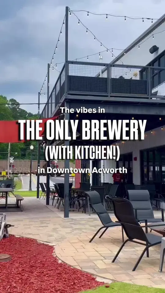 Red Top Brewhouse in Acworth showing atmosphere, self-service tap wall, dog park, video by red.top.brewhouse on TikTok