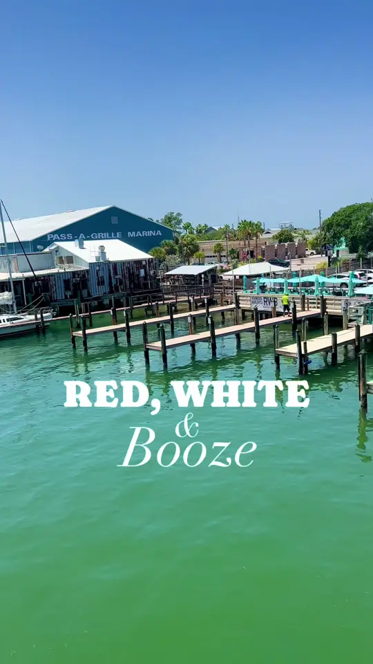 Red, White and Booze in St. Pete Beach showing waterfront dining, lobster rolls, seafood, burgers, video by thingstodotampabay on TikTok