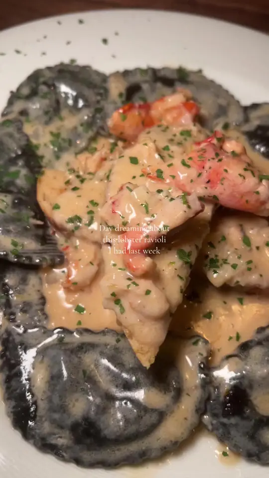 Rena's Italian Fishery & Grill in Alpharetta showing food, lobster ravioli, video by madoleapproved on TikTok