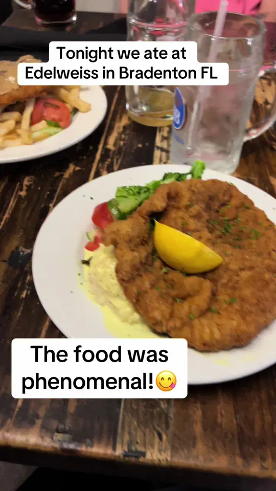 Restaurant Edelweiss in Bradenton showing restaurant visit, german food, family restaurant, entertainment, video by rollinwithjules on TikTok