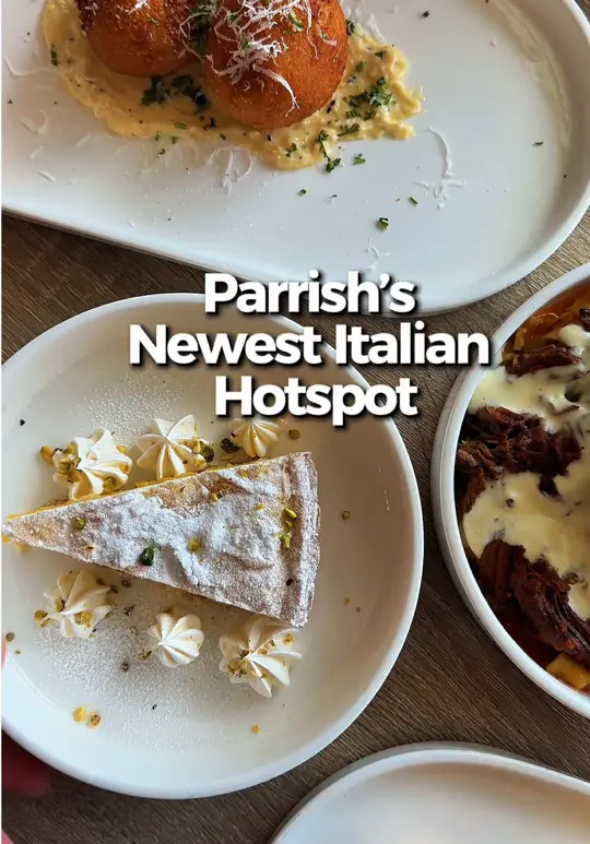  in Florida showing food, arancini, truffled funghi bruschetta board, wood fired little necks, video by eatlocalflorida on TikTok