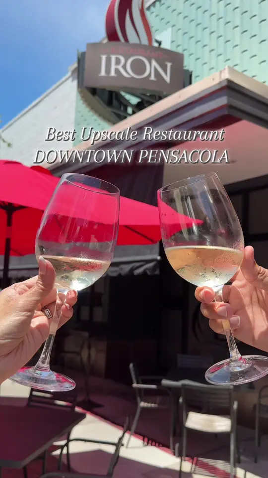 Restaurant Iron in Pensacola showing food, wings, filet mignon, shrimp n grits, video by the850foodie on TikTok