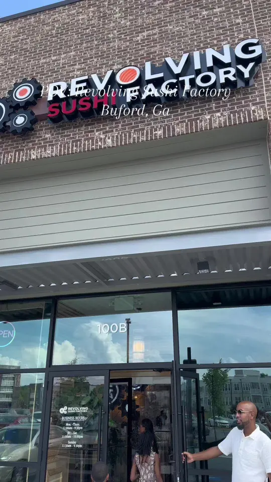Revolving Sushi Factory in Buford showing restaurant visit, sushi, video by cortnijsays on TikTok
