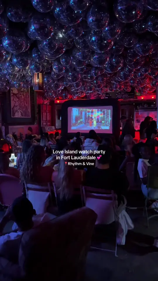 Rhythm & Vine in Fort Lauderdale showing watch party, themed drink menu, food trucks, video by thebrowardscene on TikTok