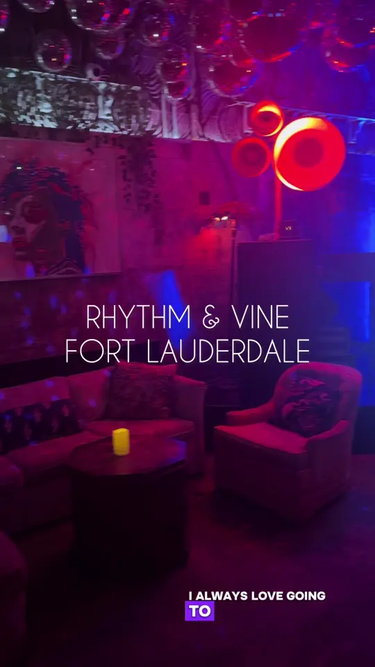 Rhythm & Vine in Fort Lauderdale showing review, visit, atmosphere, happy hour, cocktails, video by heyitslead on TikTok