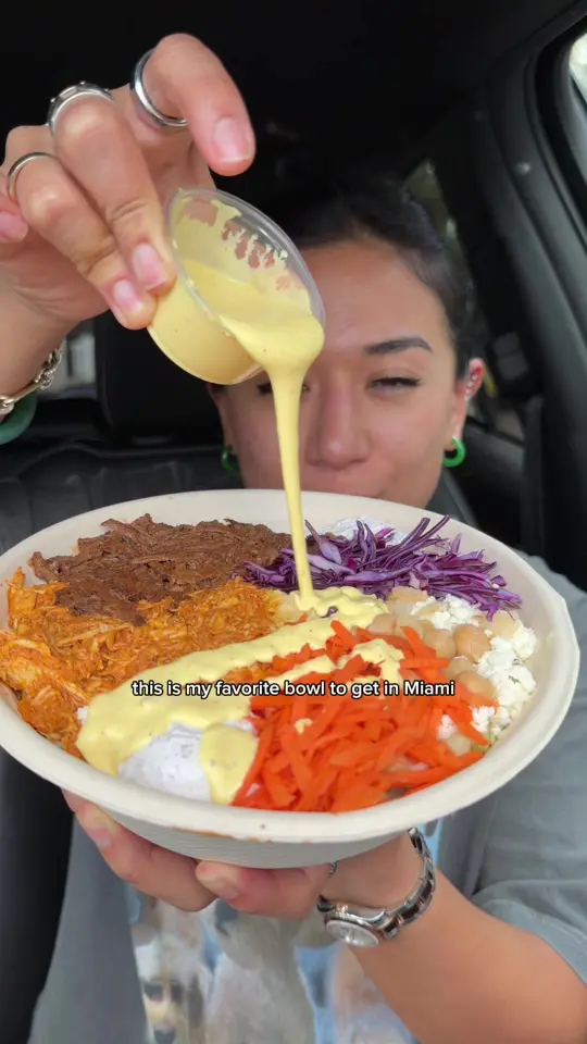 Rice Mediterranean Kitchen in Miami showing food, mediterranean bowl, video by explorewithgg on TikTok