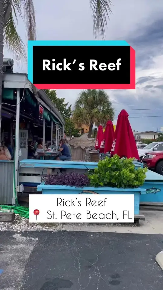 Rick's Reef in St. Pete Beach showing review, visit, cocktail, bloody mary, video by stpetekyle on TikTok