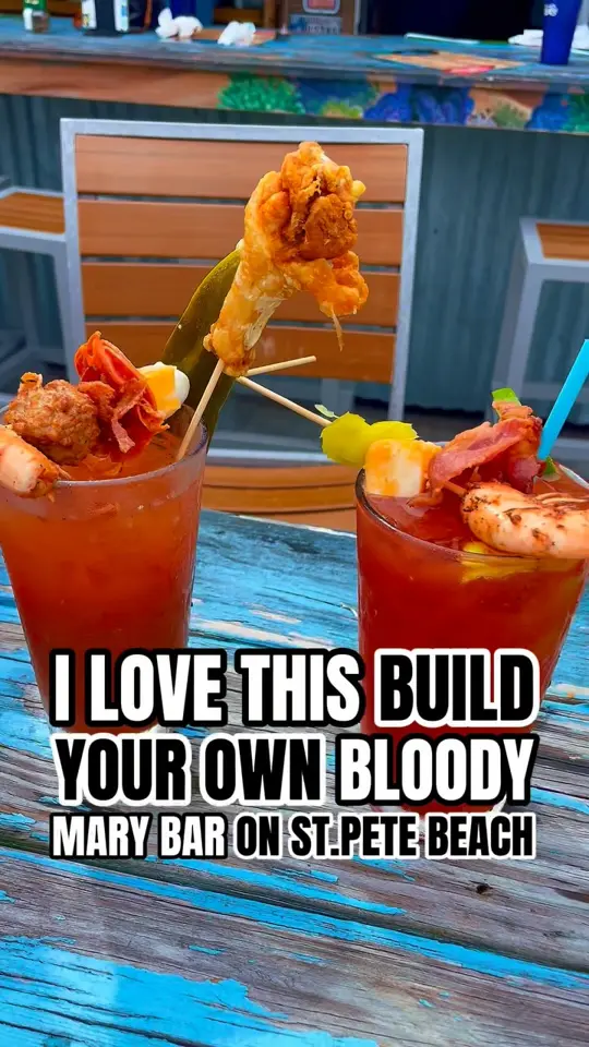 Rick's Reef in St. Pete Beach showing visit, review, food, beef dip sandwich, drink, bloody mary, video by St. Pete is Awesome on Facebook