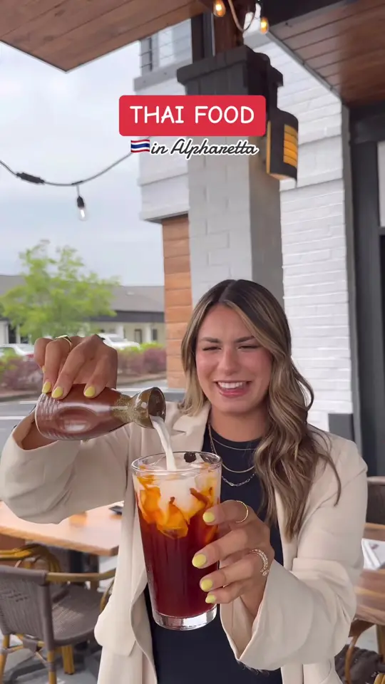 Rickshaw Thai Kitchen in Alpharetta showing review, tom kha soup, curry dishes, thai tea, video by thecaroandtina on TikTok