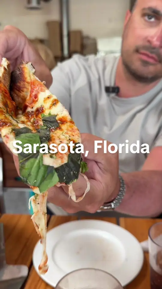 Rico's Pizza Gulfgate in Sarasota showing pizza, review, visit, video by theloveofpizza on TikTok