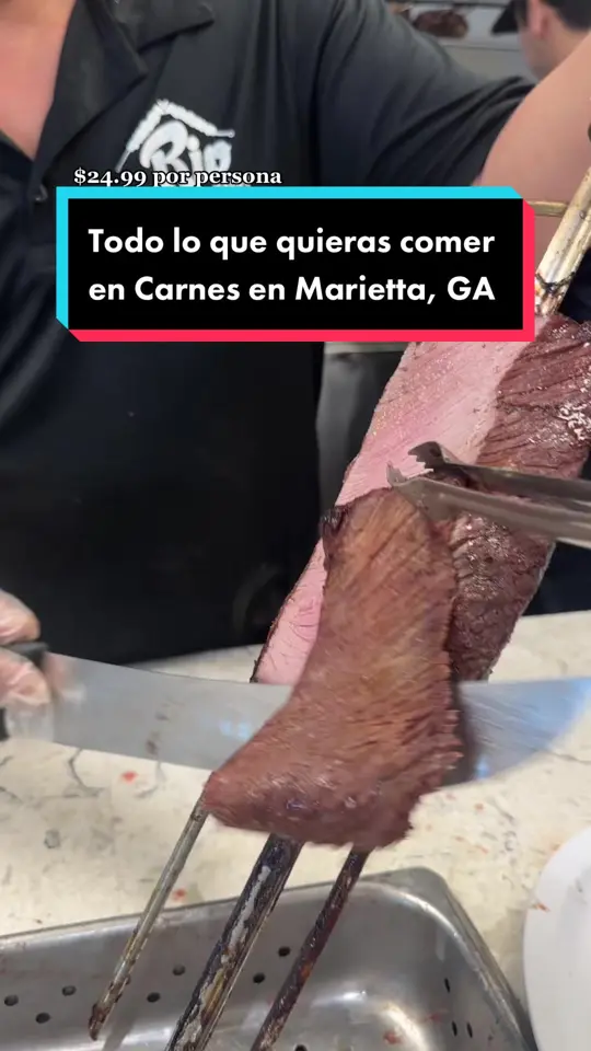 Rio Steakhouse & Bakery in Marietta showing all you can eat steakhouse, beef, bakery, video by marymatheustraveler on TikTok