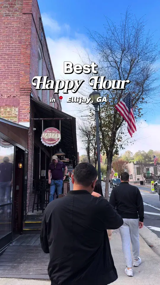 River Street Tavern in Ellijay showing happy hour specials, burgers, wings, local beers, curated wines, video by thisisdreamscape on TikTok
