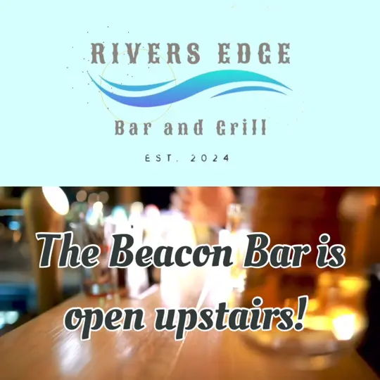 Rivers Edge Bar and Grill in Darien showing bar, beacon bar, video by Rivers Edge Bar & Grill on Facebook