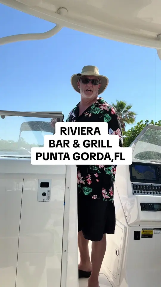 Riviera Bar and Grill in Punta Gorda showing visit, atmosphere, cocktails, appetizers, grouper sandwich, video by alangradei on TikTok