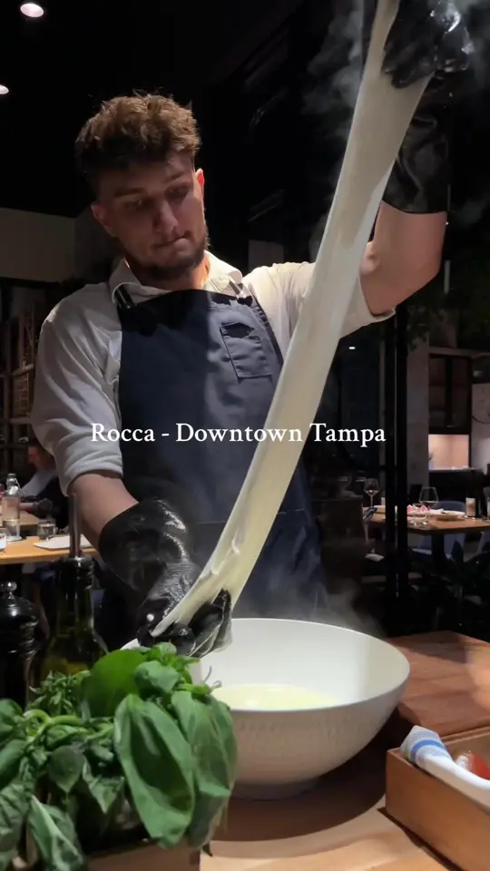 Rocca in Tampa showing mozzarella cart experience, cuisine overall, video by lordcaribbean on TikTok