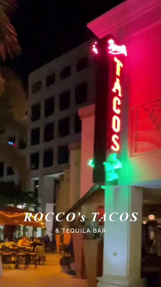 Rocco's Tacos & Tequila Bar in Boca Raton showing visit, review, atmosphere, happy hour, taco tuesday, video by vintagejai on TikTok
