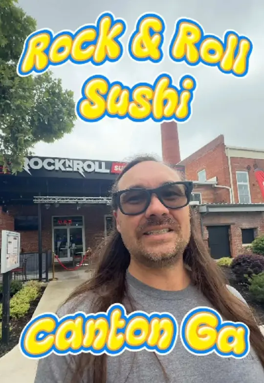 Rock N Roll Sushi in Woodstock showing review, visit, atmosphere, sushi, drinks, video by trailstotowns on TikTok
