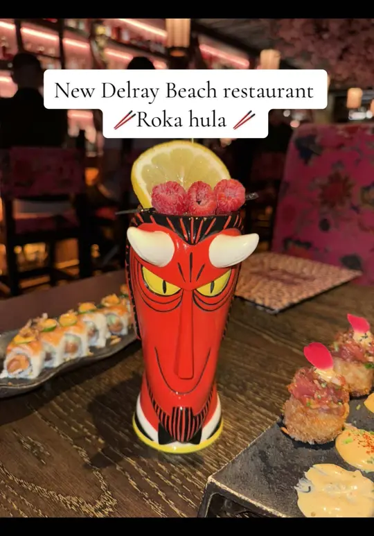 Roka Hula in Delray Beach showing review, tuna crispy rice, torched wagyu roll, oysters topped with king crab, video by itsfabfoodie on TikTok