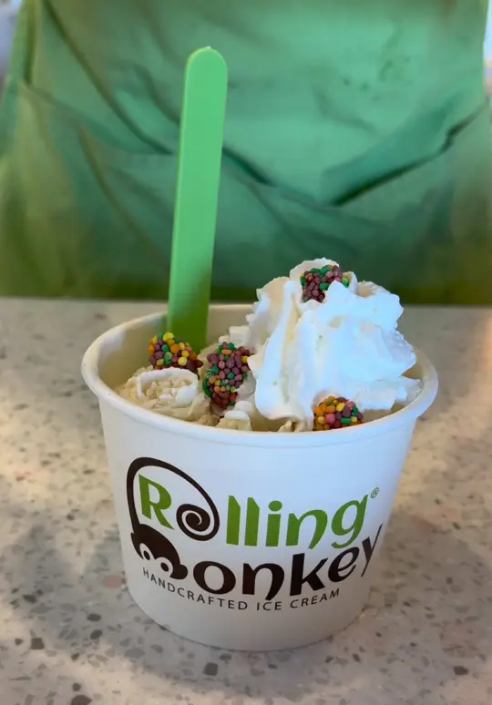 Rolling Monkey in Statesboro showing ice cream, nerd clusters, video by rollingmonkey_icecream on TikTok