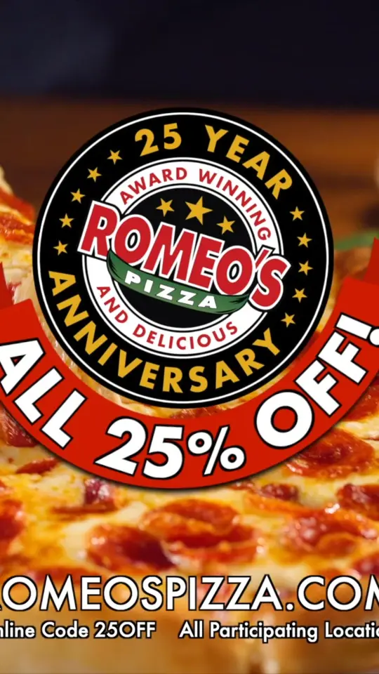 Romeo's Pizza & Restaurant in West Palm Beach showing pizza, online order promotion, video by Romeo's Pizza on Facebook