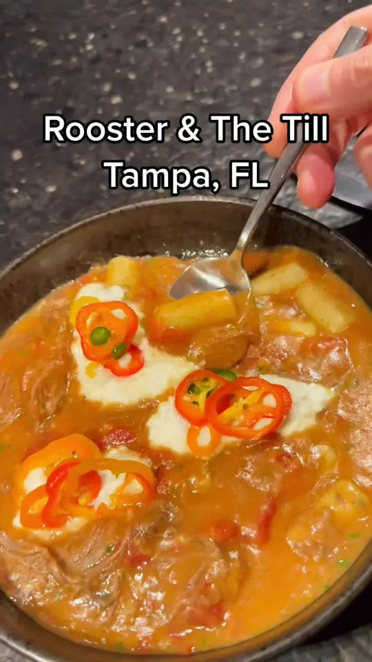 Rooster & The Till in Tampa showing food review, gnocchi, video by highspeeddining on TikTok