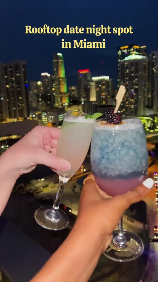 Rosa Sky in Miami showing review, visit, cocktails, rosa sky, remember me, tulum trip, violet vixen, honey bar, food, cuban cigars, tiradito of tuna, pao, video by miamidatenite on TikTok