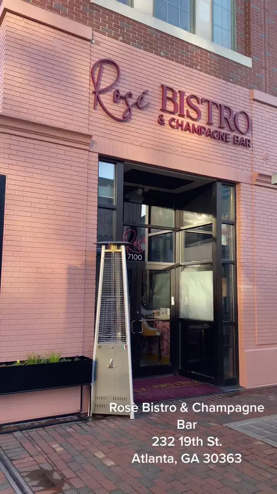 Rosé Bistro & Champagne Bar in Atlanta showing review, signature rosé champagne punch, shrimp cocktail, video by trufoodtales on TikTok