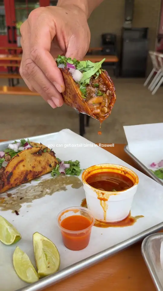 Roswell Junction in Roswell showing food, birria tacos, nachos, video by atllovesmo on TikTok
